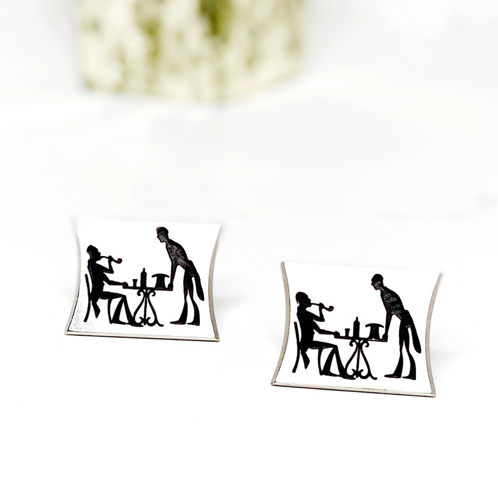 Silver silhouette Cuff Links pair
